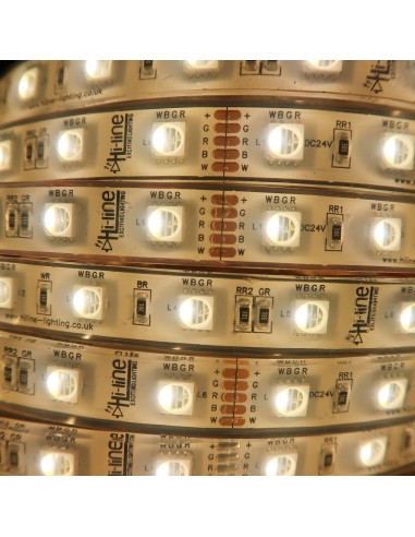 14.4W/m 24V RGB+NW IP68-PU (Polyurethane layer) CRI80 LED Strip SMD5050