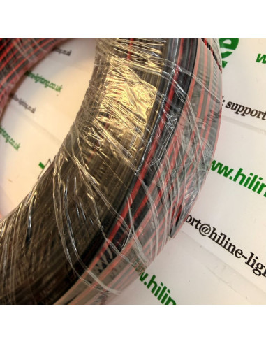100 metre 18 awg led strip 2 core black red cable
