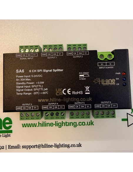 6-fach SPI-Signalsplitter & Buffer für adressierbare LED-Streifen (5–24V)