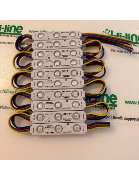 RGB LED module 12V 3 LED dimensions 75x15mm compact signage module