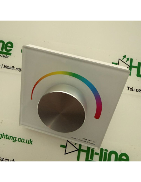 RGB rotary LED wall controller white glass
