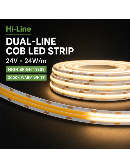 High power 12mm COB LED strip 24V 3000K warm white