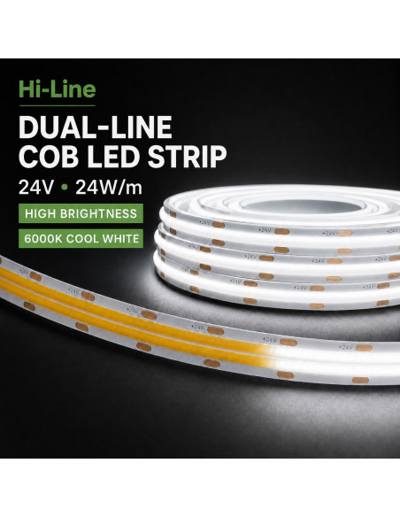 High power 12mm COB LED strip 24V 6000K cool white
