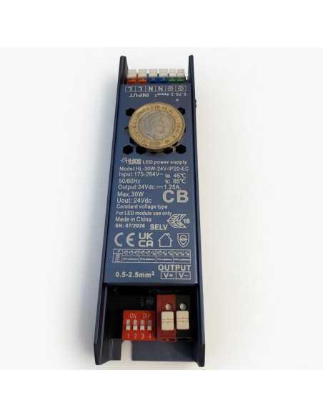 HL-30W-24V-IP20-EC 1.25A Constant Voltage LED Driver