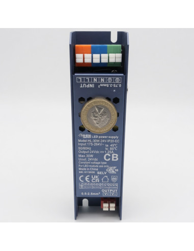 30W 24V LED Driver 175-264V AC Mains Input Terminals