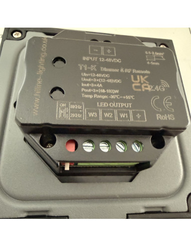 24V Black Glass Wall-Mounted Rotary LED Dimmer...