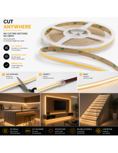 COB LED Streifen überall schneidbar (Free-Cut) 720 LEDs/m...