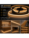 Free-cut COB LED strip, 3000K warm white 5m, kitchen island, TV wall and stairs
