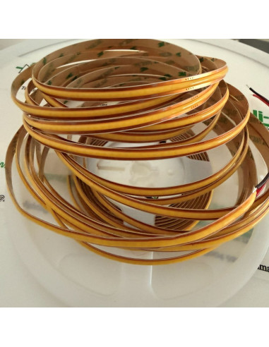 8mm warm white COB LED strip coil, 10m reel, 3M tape and solder pads