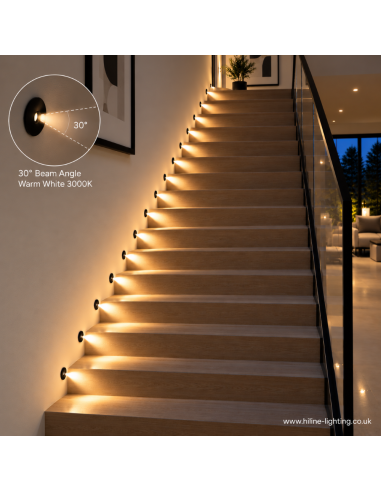 Mini LED-Einbaustrahler für Treppen, weiß, 30° Abstrahlwinkel