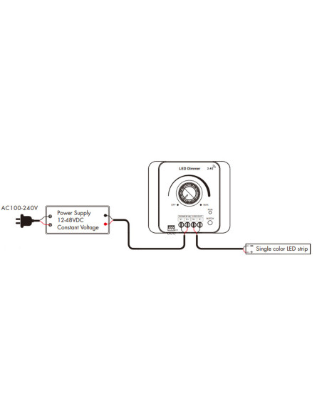 HL-V1-KS Wiring 12-48V Driver to Single Colour LED Strip