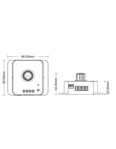 HL-V1-KS Dimensions 66x59x32mm Rotary LED Dimmer