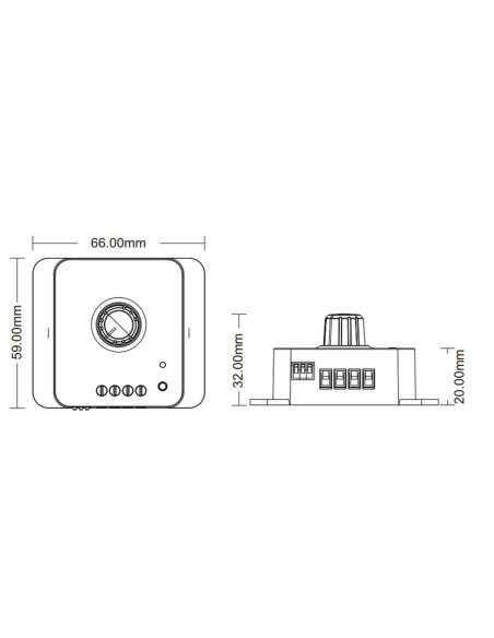 HL-V1-KS Dimensions 66x59x32mm Rotary LED Dimmer