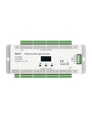 HL-ES32-V PIR Stair Light Controller 32 Channel OLED Top