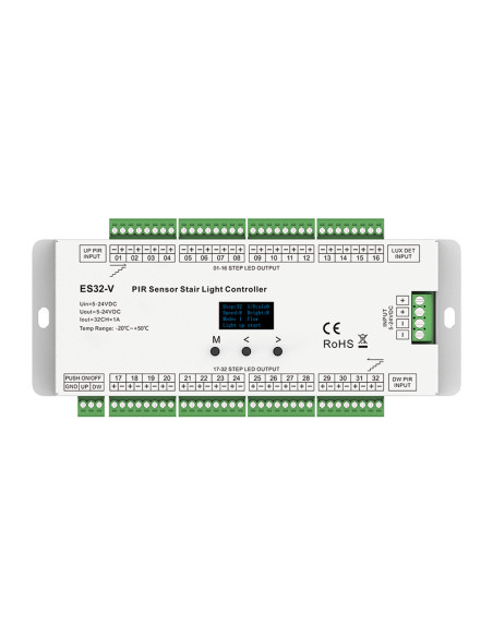 HL-ES32-V PIR Stair Light Controller 32 Channel OLED Top