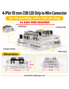 10mm 4-Pin COB Strip to Wire Connector