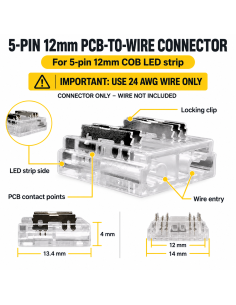12mm 5 Pin COB RGBW Strip to Wire Connector Clip Only IP00