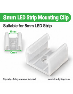 8mm LED Strip Mounting Clip U-Channel Pack of 10