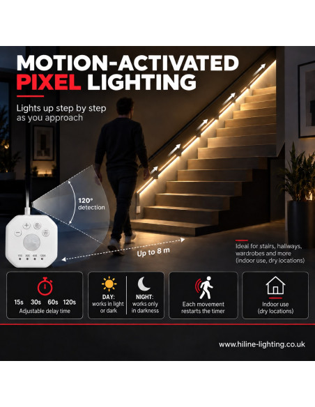 Motion Activated Pixel Lighting for Stairs Hallways Indoor