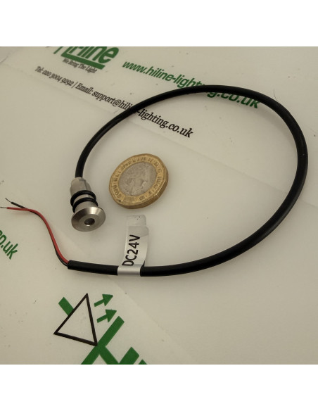 12mm 0,2W IP68 Deckspot 24V Anschlussleitung und Muenzmassstab