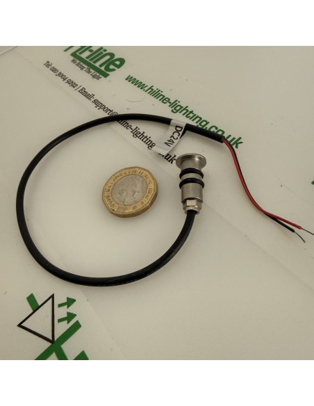 Mini Edelstahl Einbauspot 12mm 24V Warmweiss offene Adern