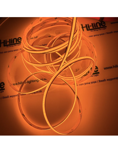 Amber COB LED strip 24V switched on