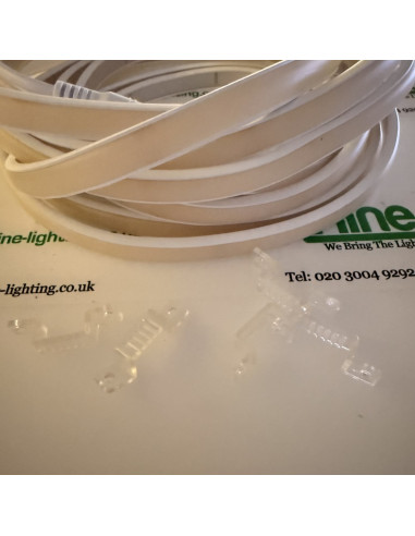 Clear mounting clips supplied with the COB neon