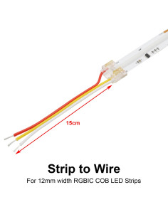 12mm 3-Pin Addressable COB Strip to Bare Wires 15cm