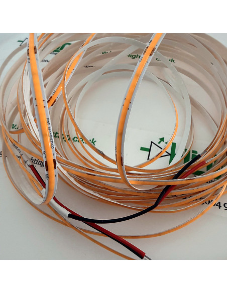 5mm COB LED Strip 24V 6000K with Soldered Red and Black Tails