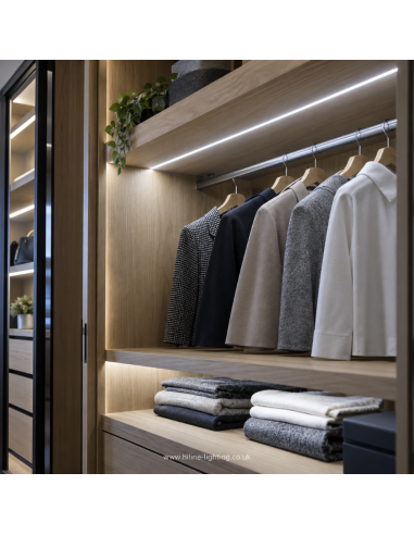 Wardrobe COB LED Strip 24V 5mm above a Clothes Rail