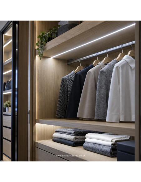 Wardrobe COB LED Strip 24V 5mm above a Clothes Rail