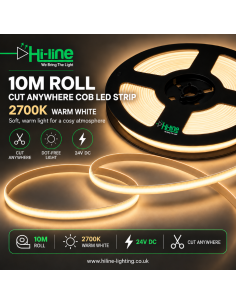 10m COB LED Streifen überall schneidbar 2700K Warmweiß 24V Rolle