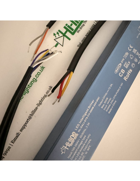 300W 24V DALI driver tinned ferrules on the LED and control leads