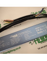 Close view of the rating label, showing 100 W, 24 V, 4.2 A, an input of 1.2 A, DALI DT8, Push and 0–10 V.