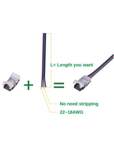 Strip to wire connector for IP00 LED tape RGB colour 10mm (pack of 5)