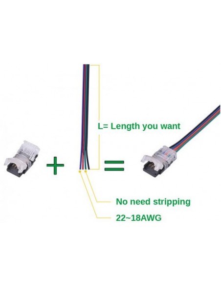 custom length strip to wire RGB connector