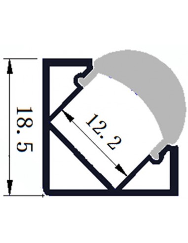 Led channel extrusion for mounting in corners optic Lens 60°