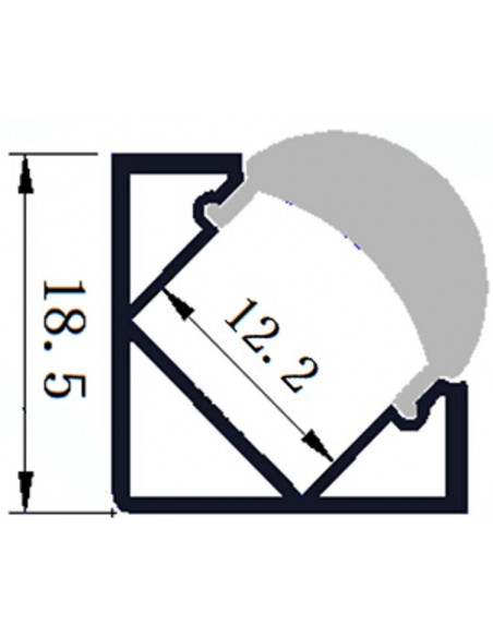 Led channel extrusion for mounting in corners optic Lens 60°
