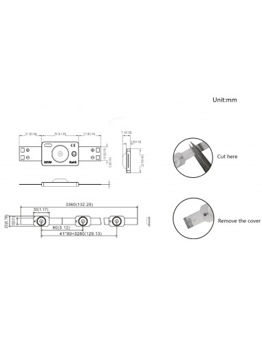LED backlight module tape 12V 0.72W 55Lm white 7000K 170° IP65