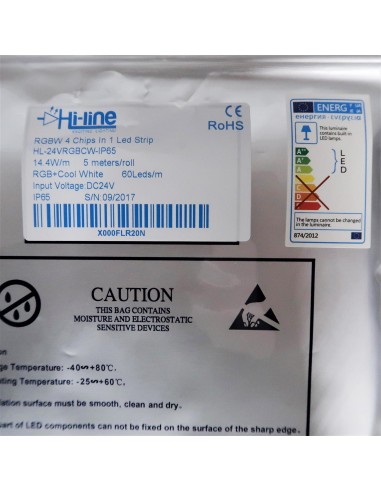 RGBW LED Strip, 60 LEDS per meter, 5 meters roll, 300LEDS, 24V non waterproof 