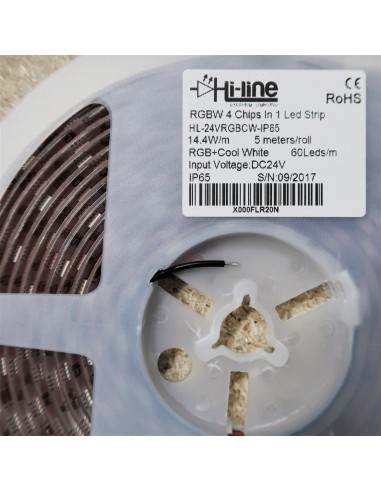 RGBW LED Strip, 60 LEDS per meter, 5 meters roll, 300LEDS, 24V non waterproof 