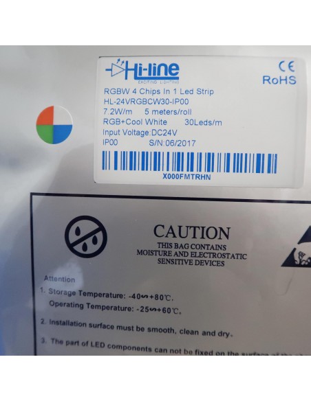 RGBW LED Strip, 60 LEDS per meter, 5 meters roll, 300LEDS, 24V non waterproof 