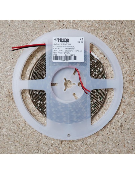 Warm White LED Strip SMD2835 IP65, 14.4W / 60 LEDS per meter, 5 meters roll 