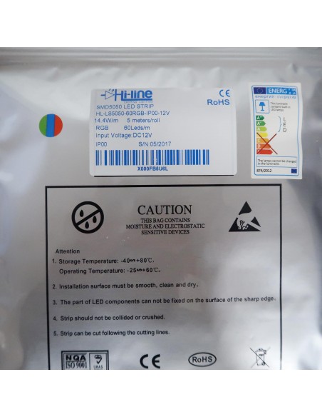 Red IP20 LED strip, 3528-SMD, 60LEDs/m, 4.8W/m, 24V DC, 5 meters roll