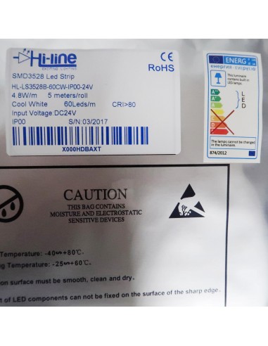 Warm White LED Strip SMD2835 IP65, 14.4W / 60 LEDS per meter, 5 meters roll 