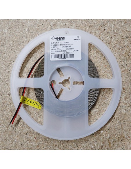 Warm White LED Strip SMD2835 IP65, 14.4W / 60 LEDS per meter, 5 meters roll 