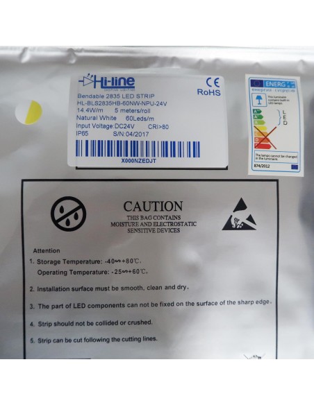 Hochbiegsamer Naturweißer LED-Streifen 24V-14,4W/m IP65-PU CRI80 SMD2835