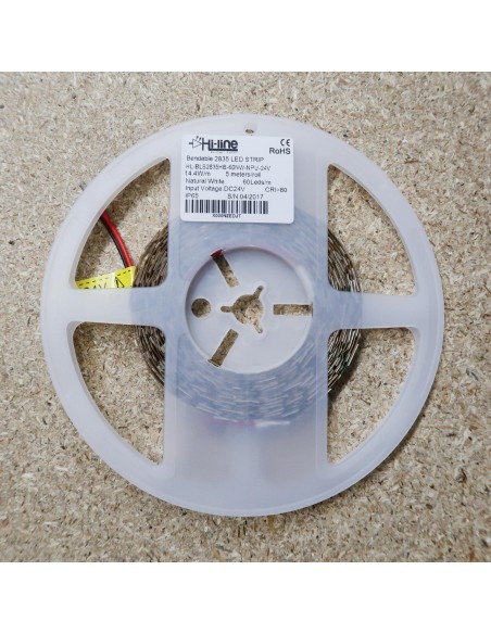 Hochbiegsamer Naturweißer LED-Streifen 24V-14,4W/m IP65-PU CRI80 SMD2835