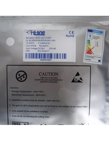 Bendable Cool White LED strip 24V-14.4W/m- IP65-PU Nano-CRI80-SMD2835