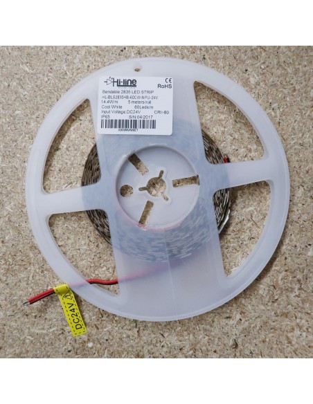 Bendable Cool White LED strip 24V-14.4W/m- IP65-PU Nano-CRI80-SMD2835